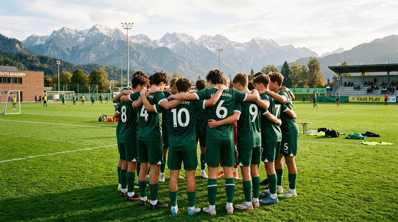 Squadra giovanile Bodio Academy abbracciata in campo